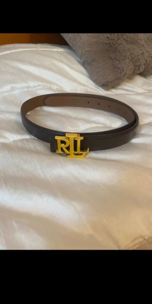 ceinture marron chocolat foncé Ralph lauren magnifique avec plaque dorée – photo 3